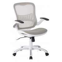 OSP Home Furnishings RLY26-WH Riley Office Chair with White Mesh Seat and Back